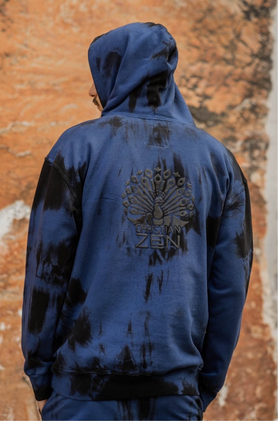 Tie-Dye Cotton Hoodie Blue/Black