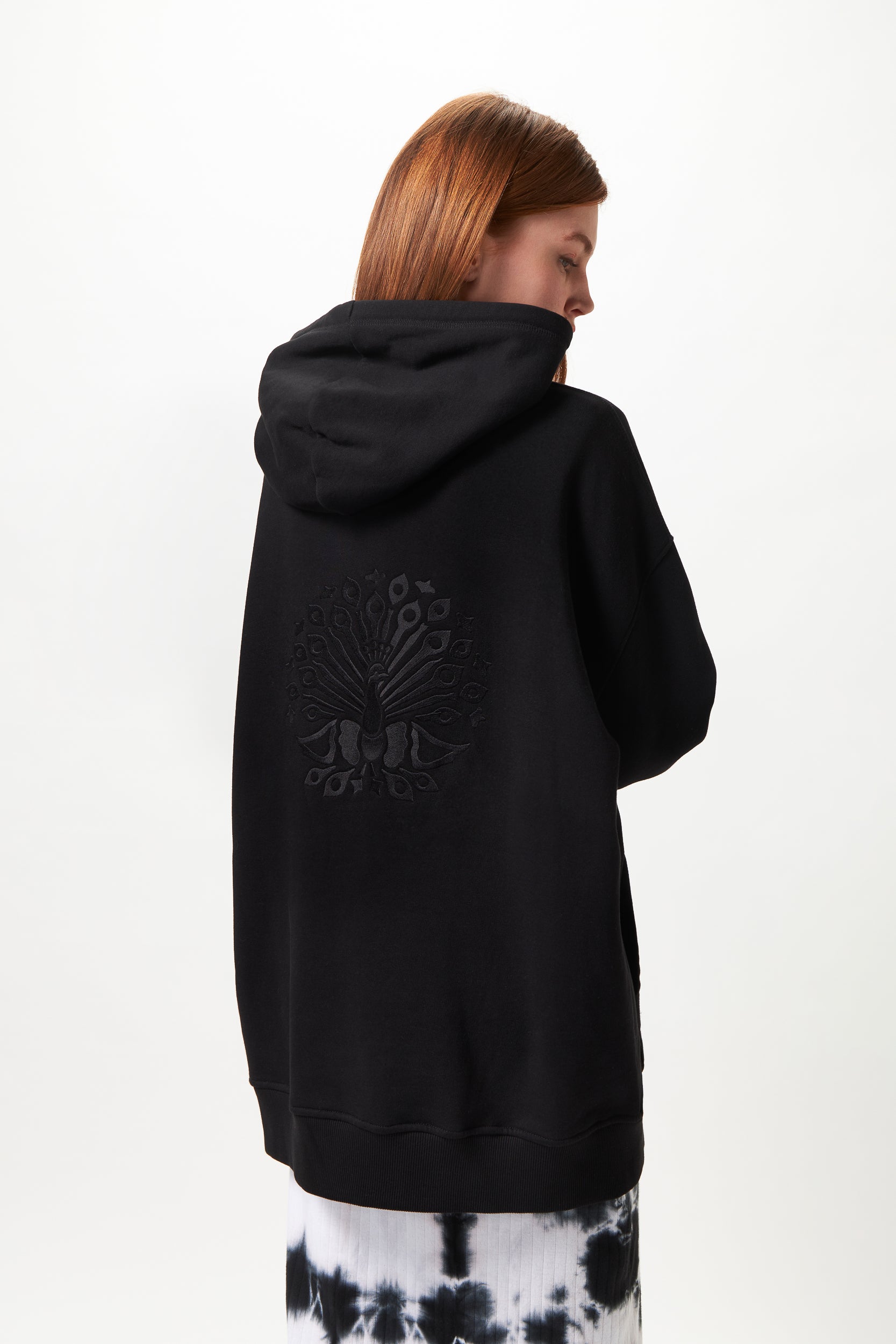 Organic Cotton Embroidered Hoodie Black