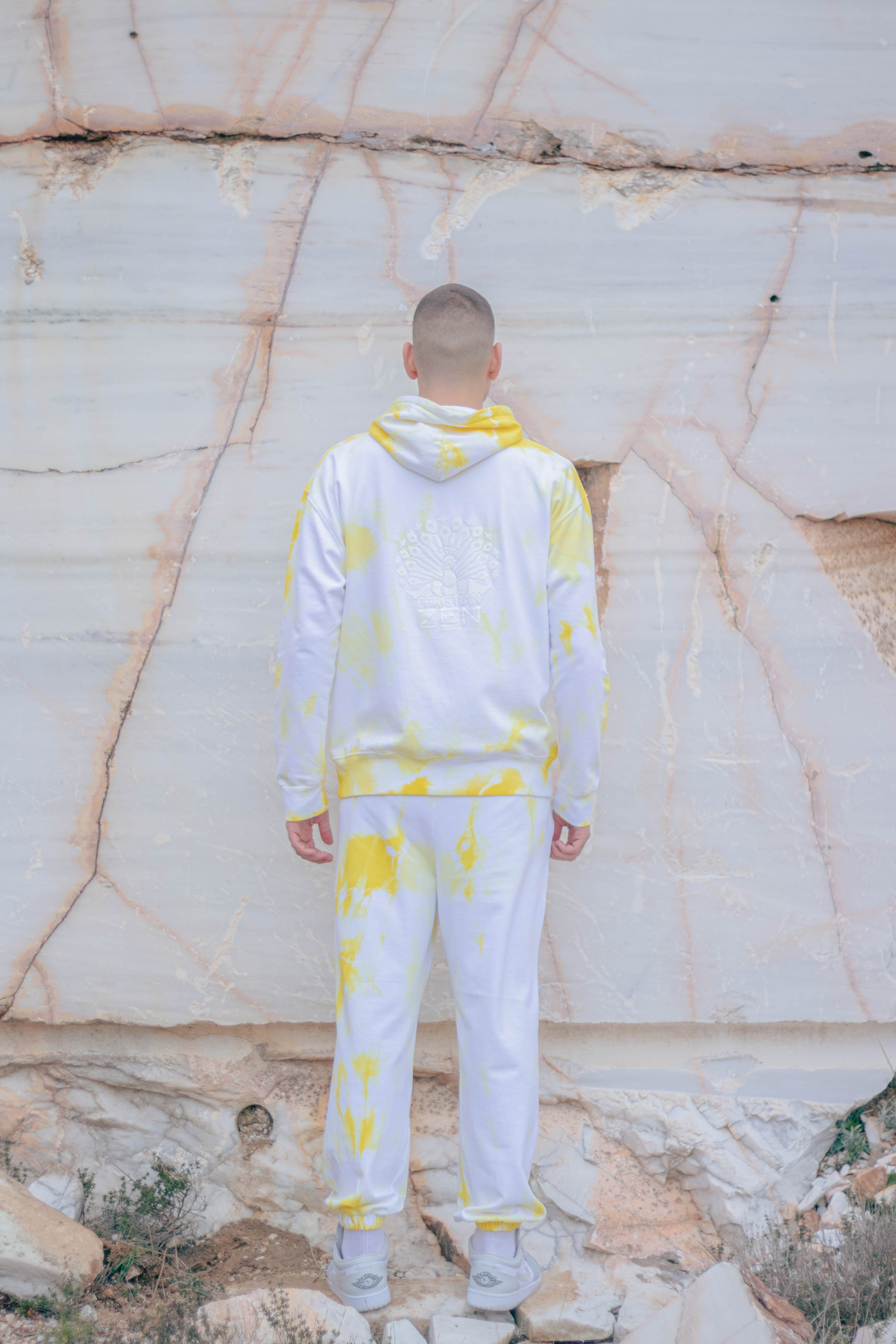 Tie-Dye Cotton Hoodie Yellow
