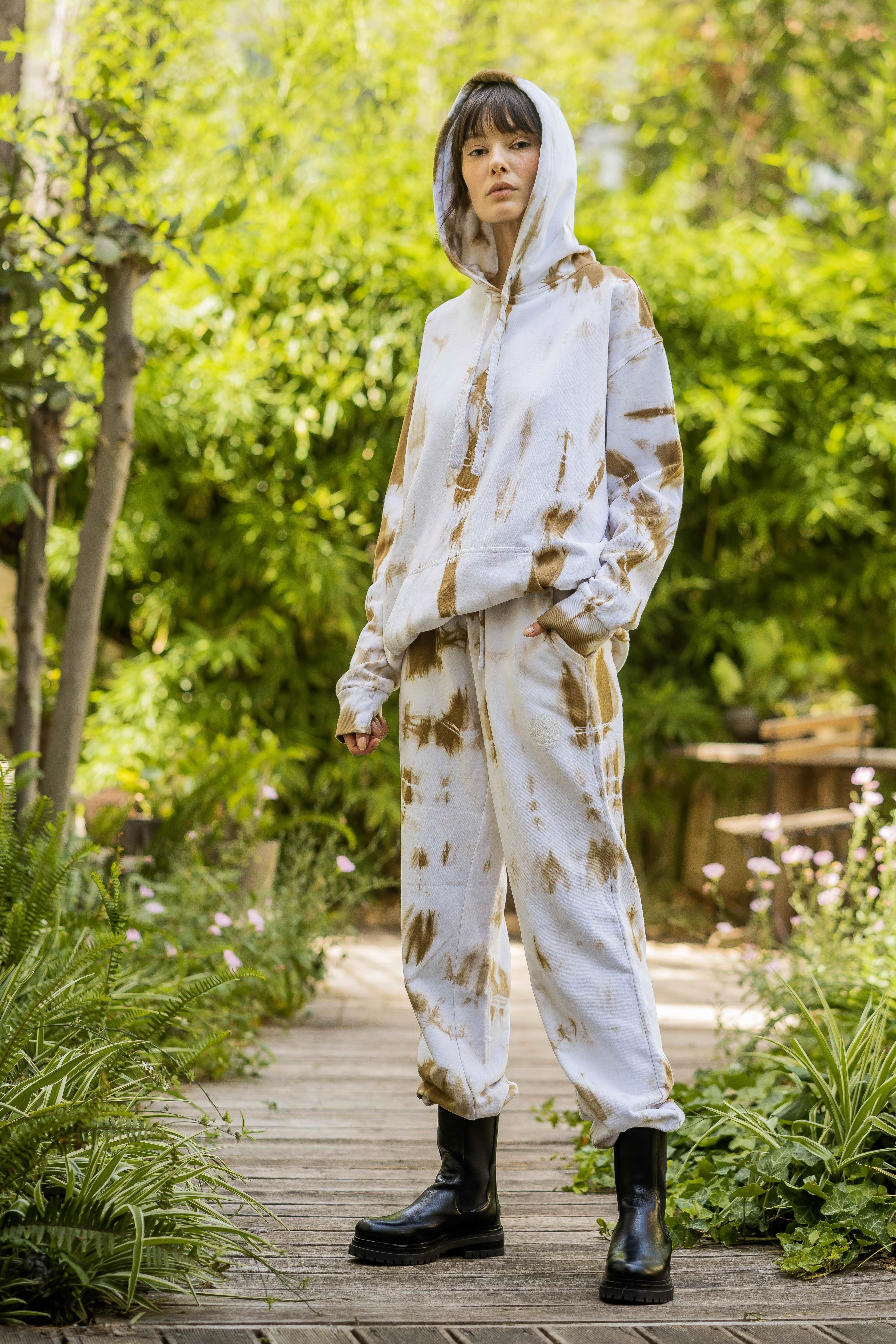 Tie-Dye Cotton Hoodie Sand