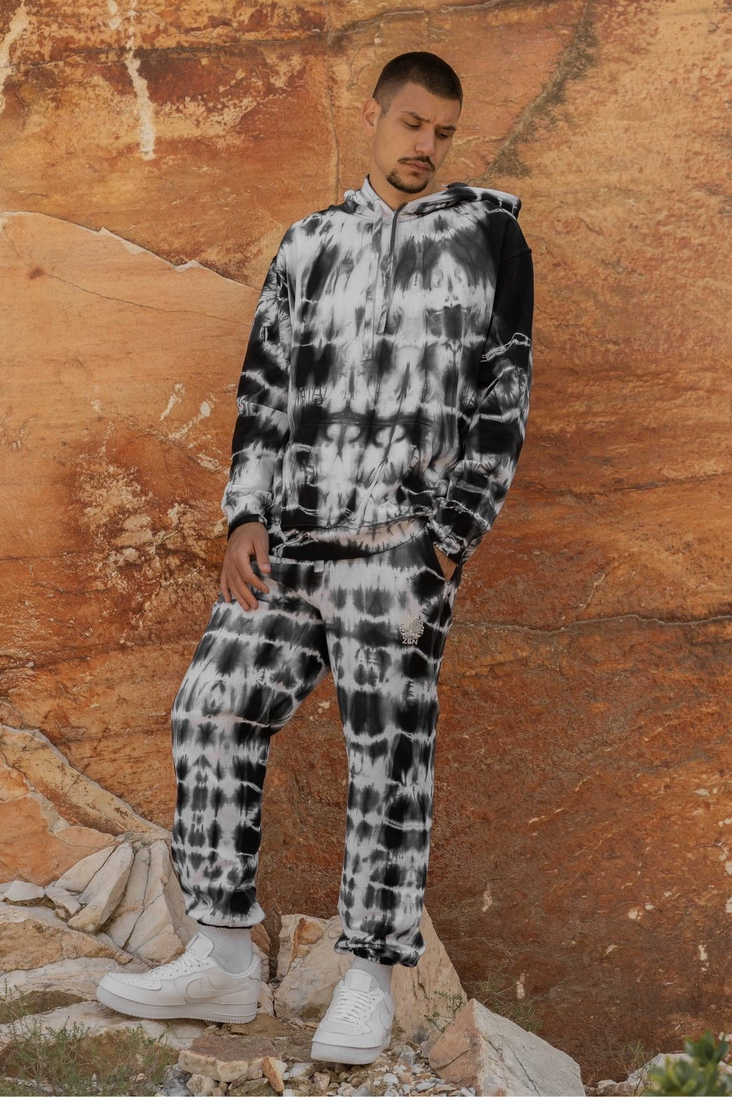Tie-Dye Cotton Hoodie Black