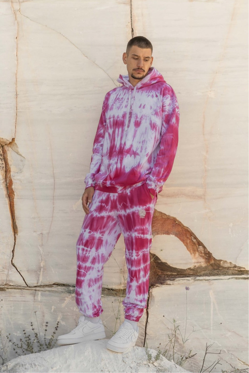 Tie-Dye Cotton Hoodie Pink