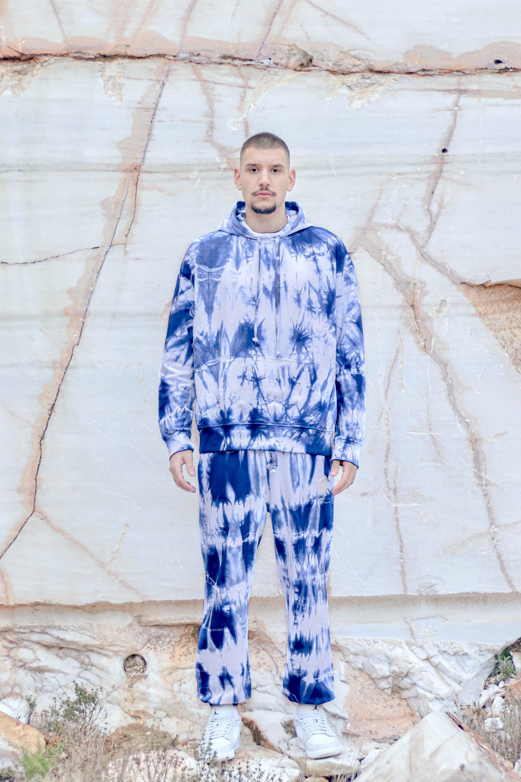 Tie-Dye Cotton Hoodie Indigo
