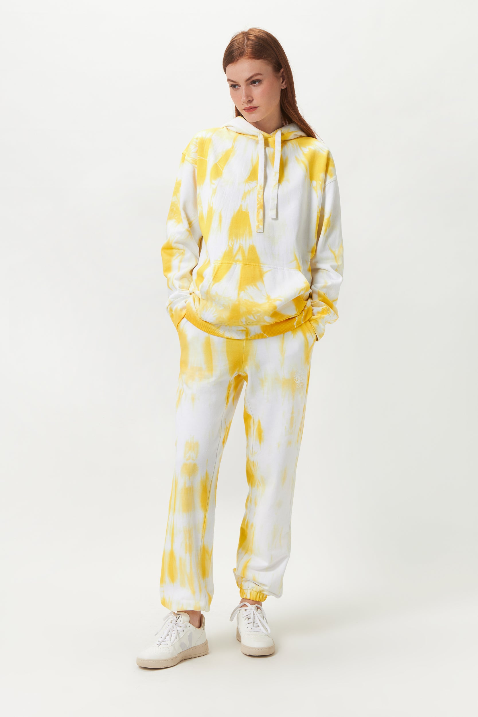 Tie-Dye Cotton Hoodie Yellow