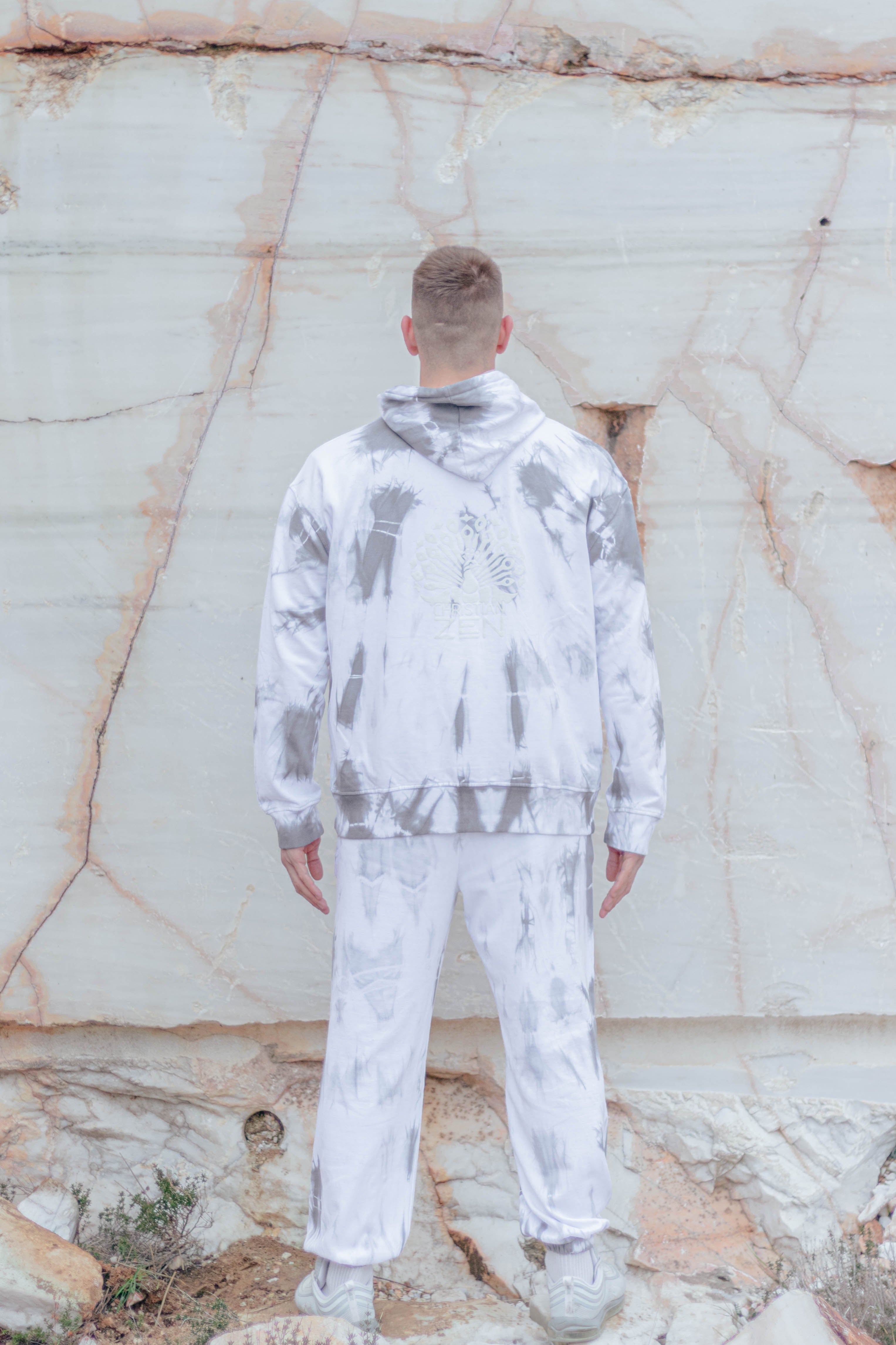 Tie-Dye Cotton Hoodie Grey