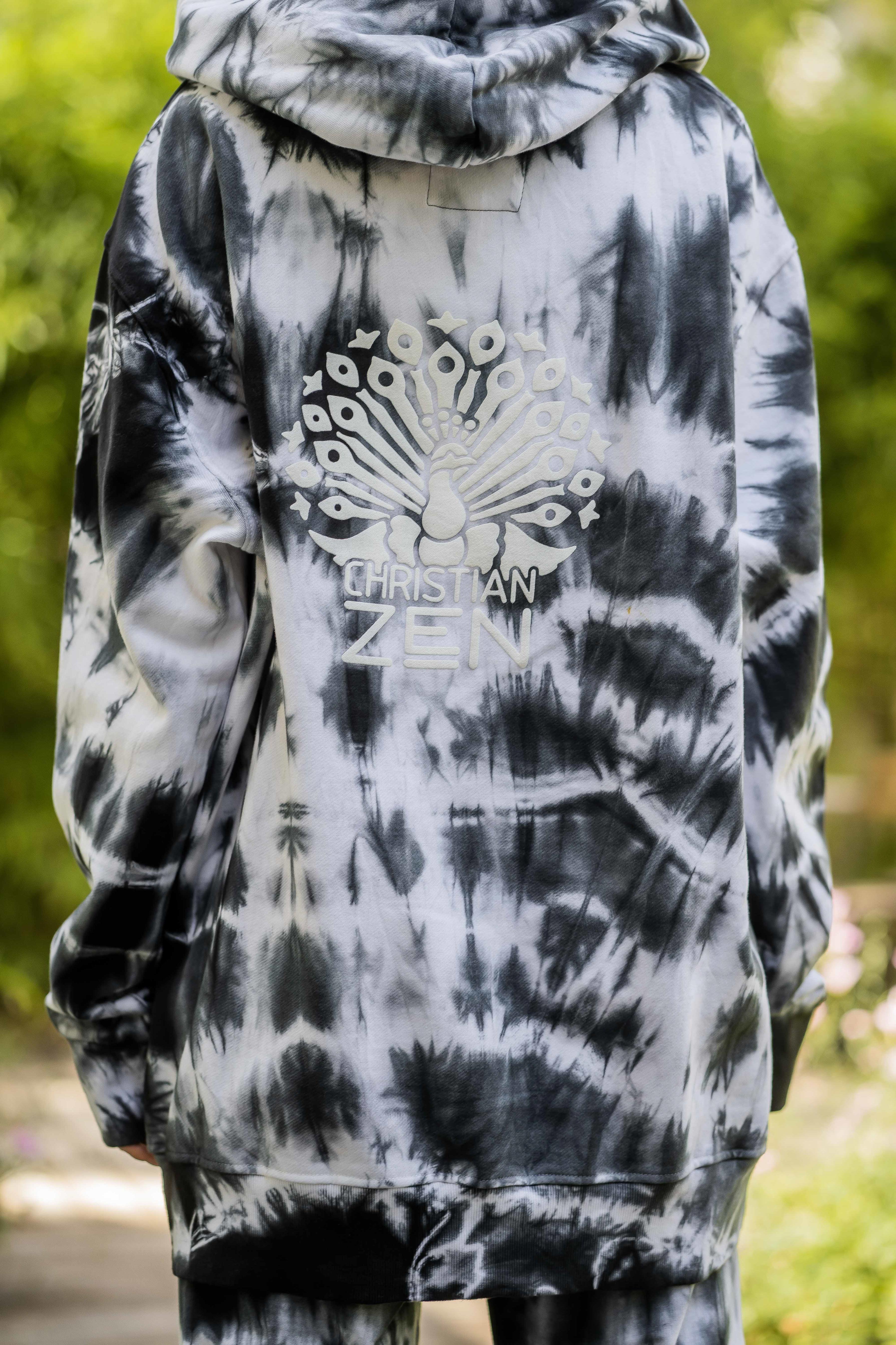Tie-Dye Cotton Hoodie Black