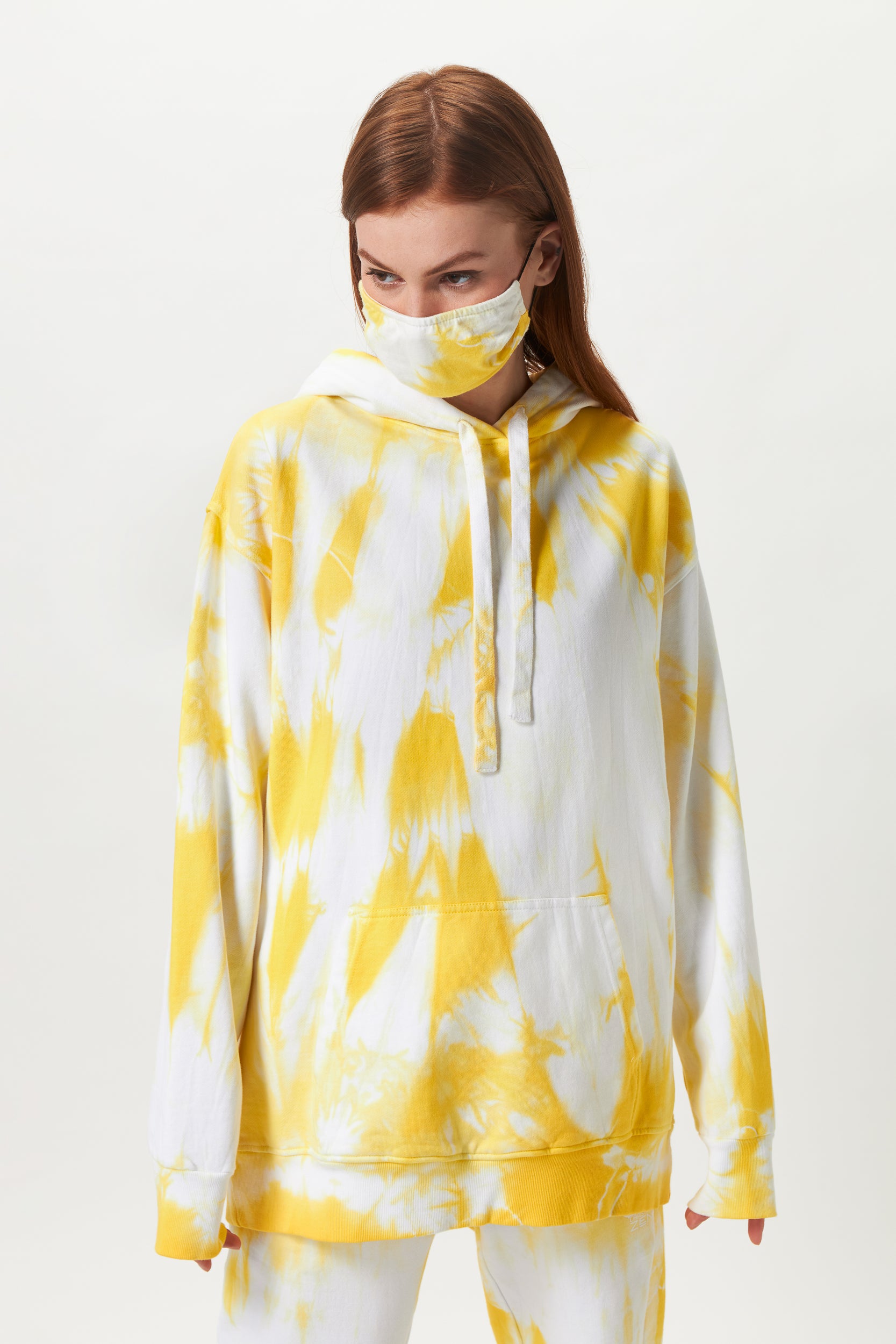Tie-Dye Cotton Hoodie Yellow