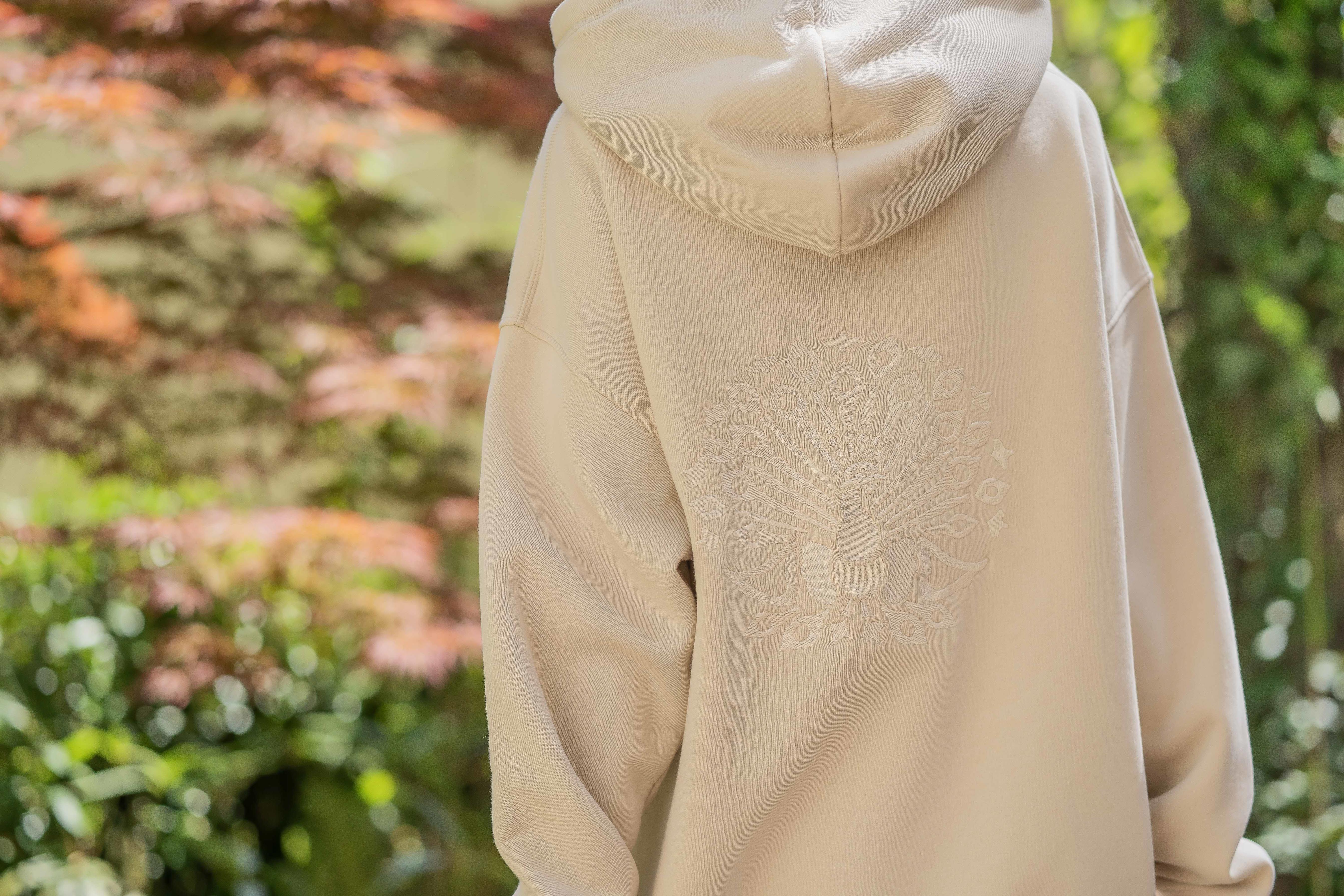 Organic Cotton Embroidered Hoodie Beige