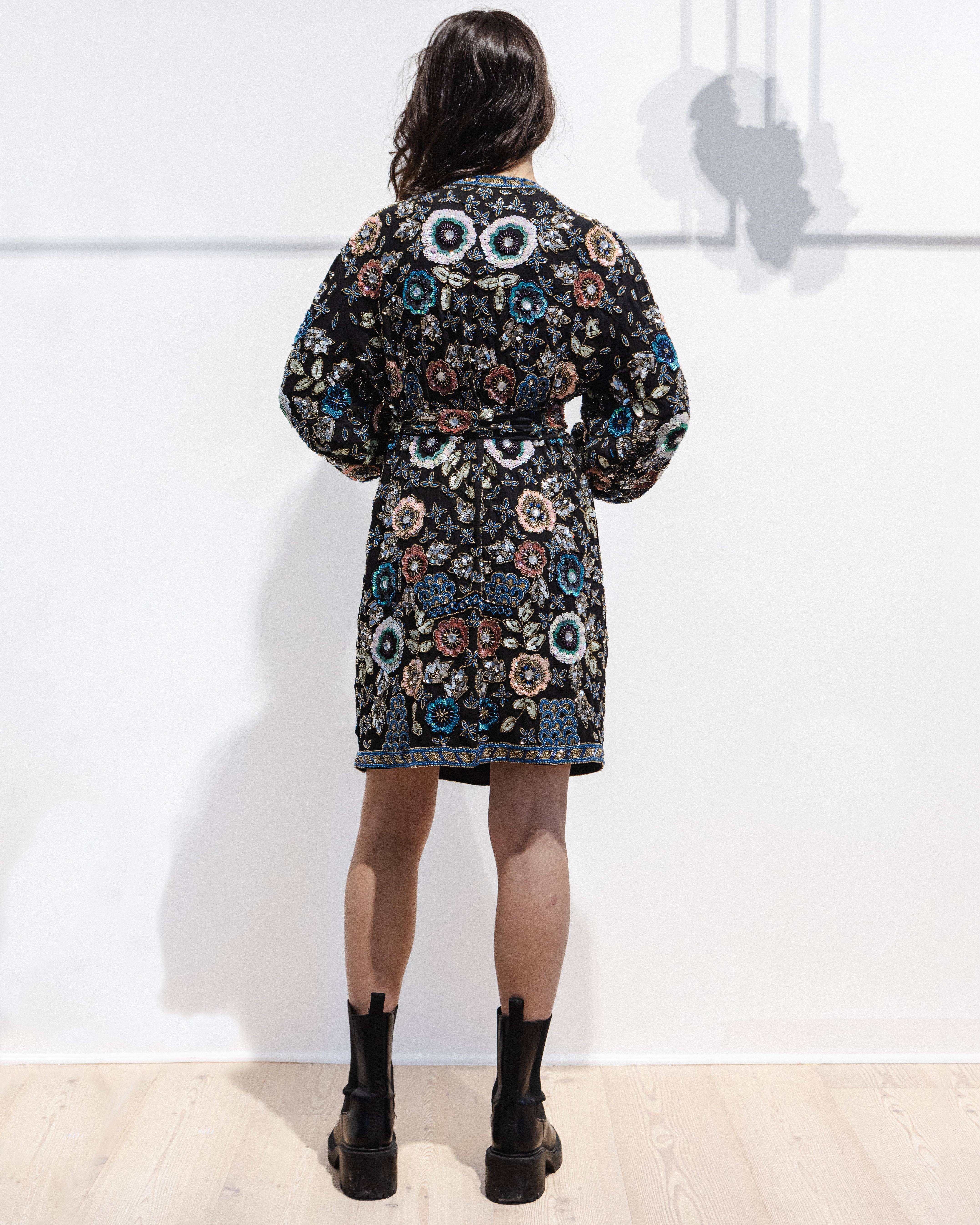ARIANA FULLY BEADED MINI KIMONO DRESS ChristianZen ARIANA FULLY BEADED MINI KIMONO DRESS ChristianZen