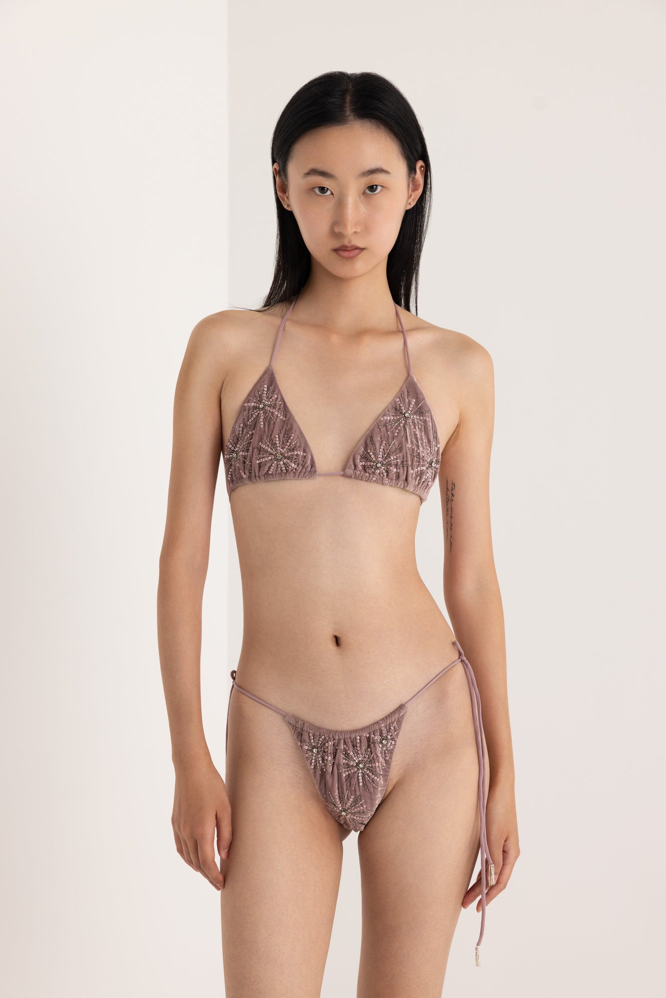 ASTRA HAND BEADED BIKINI SET DUSTY MAUVE