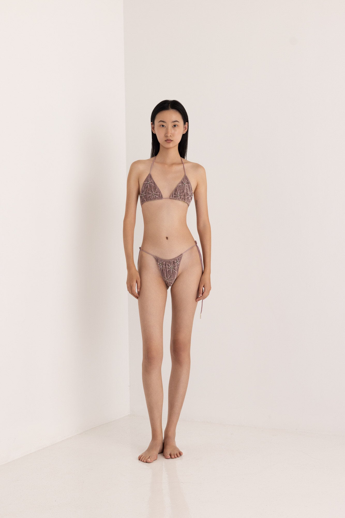 ASTRA HAND BEADED BIKINI SET DUSTY MAUVE