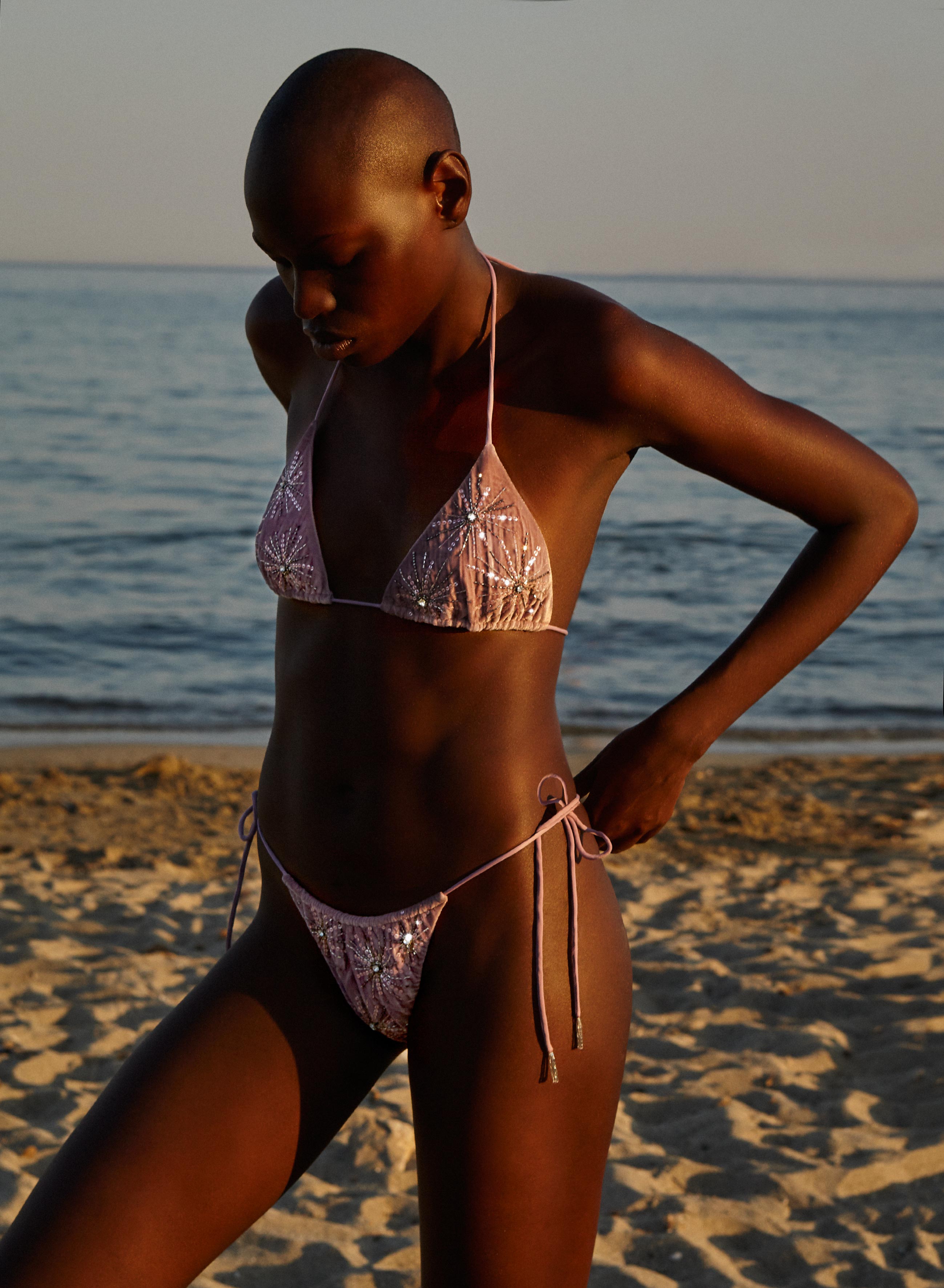 ASTRA HAND BEADED BIKINI SET DUSTY MAUVE