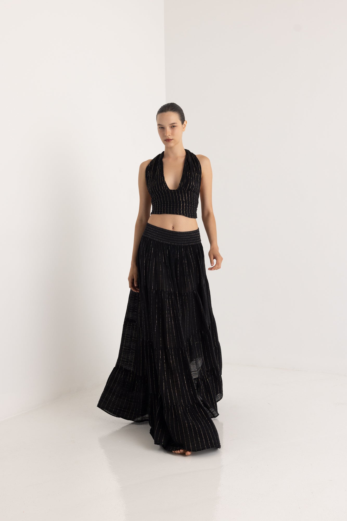 EROS SELF-TIE LUREX TOP