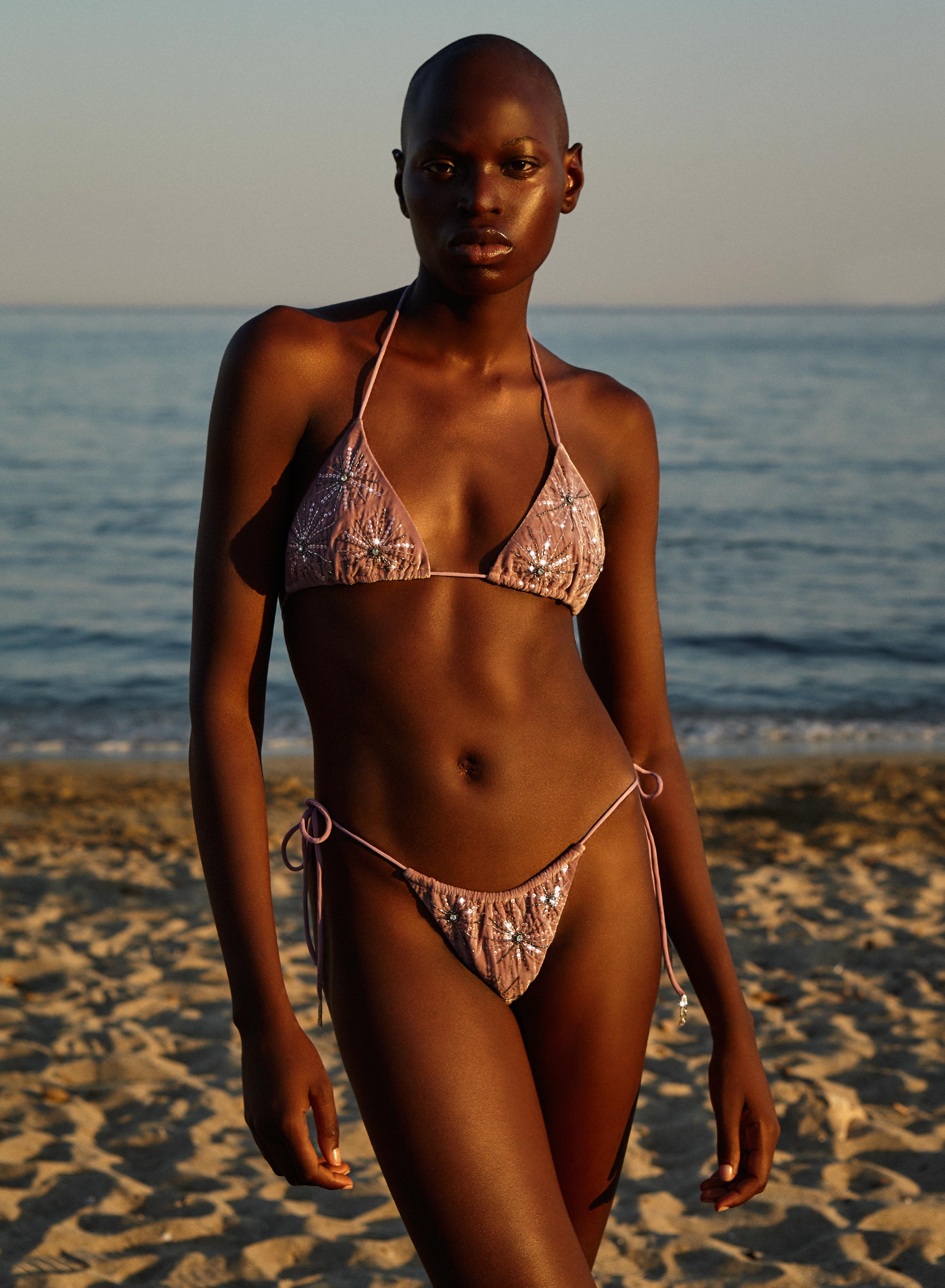 ASTRA HAND BEADED BIKINI SET DUSTY MAUVE