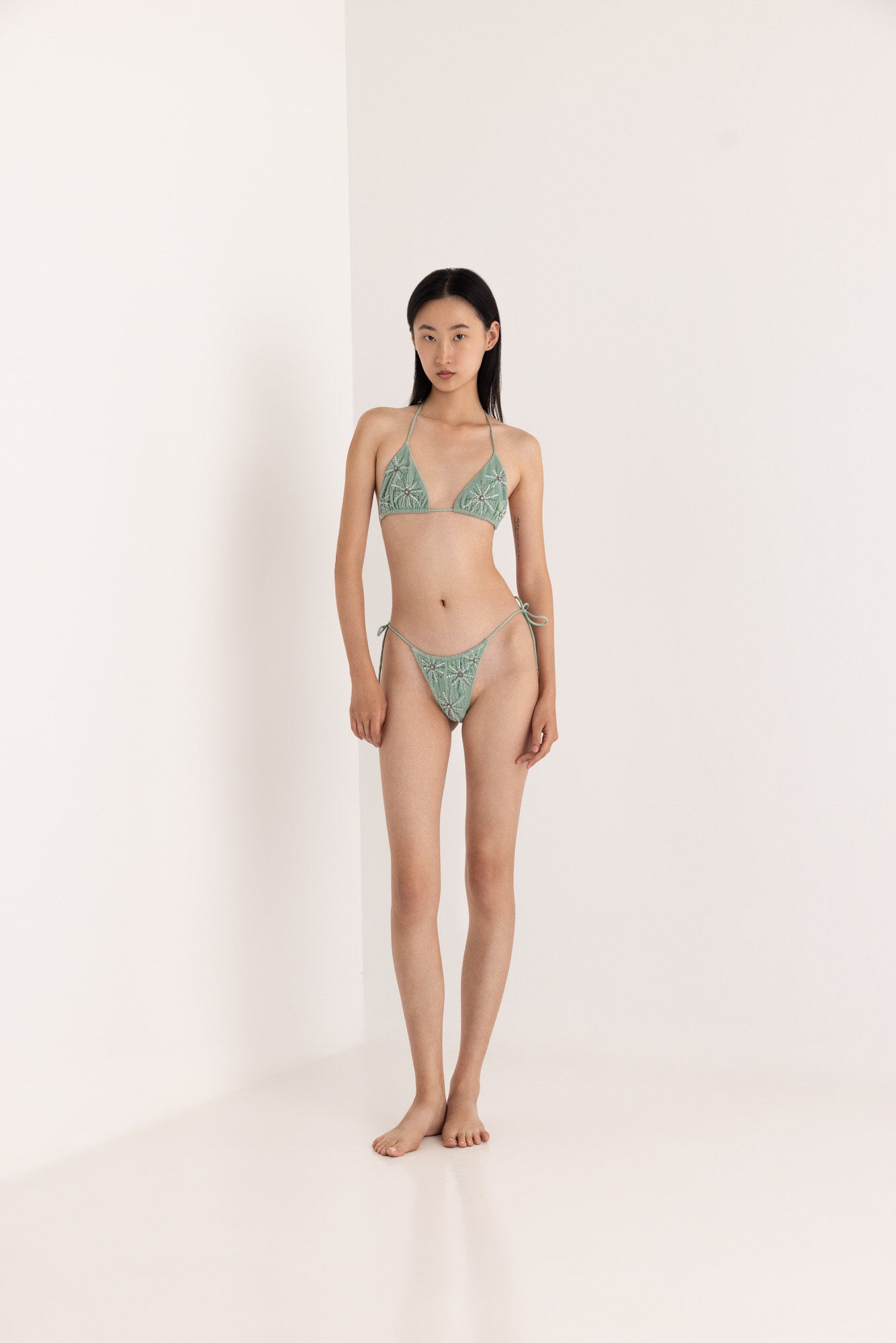 ASTRA HAND BEADED BIKINI SET DUSTY MINT