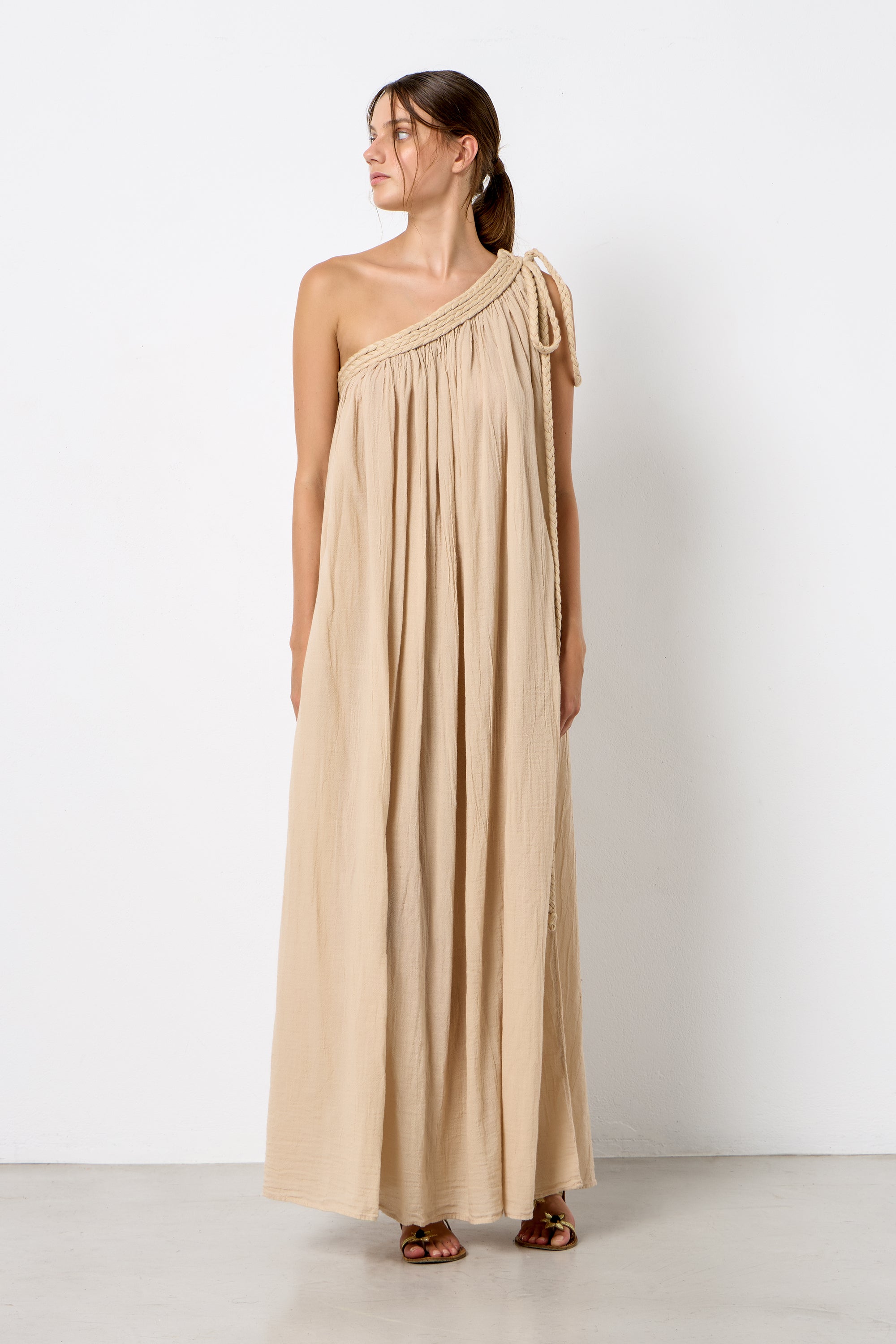 HARMONY ONE SHOULDER BRAIDED DRESS