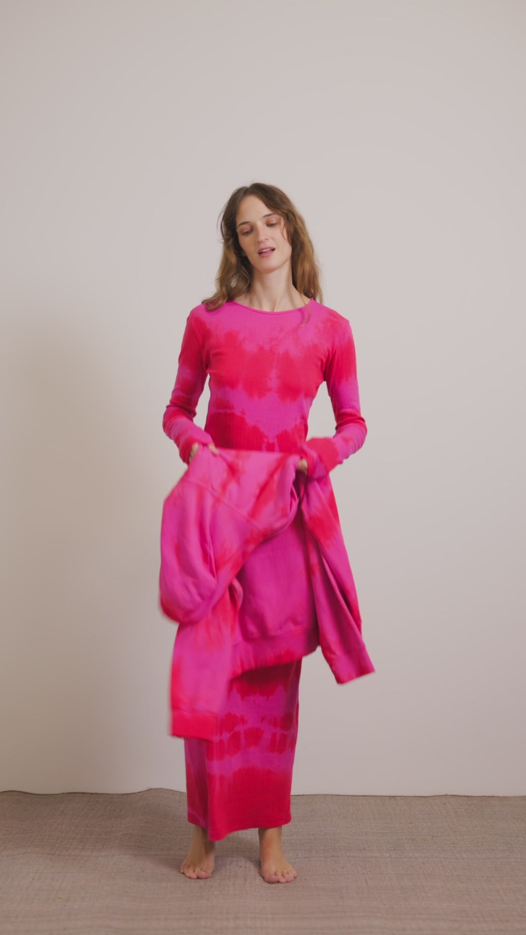 Tie-Dye Cotton Hoodie Pink/Red