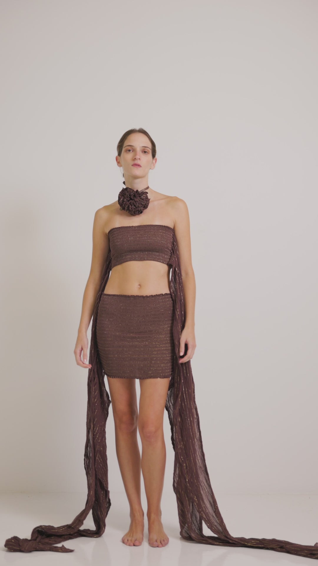 CHIARA TWO PIECE LUREX WRAP DRESS WITH FLOWER PREVIOUS COLLECTION