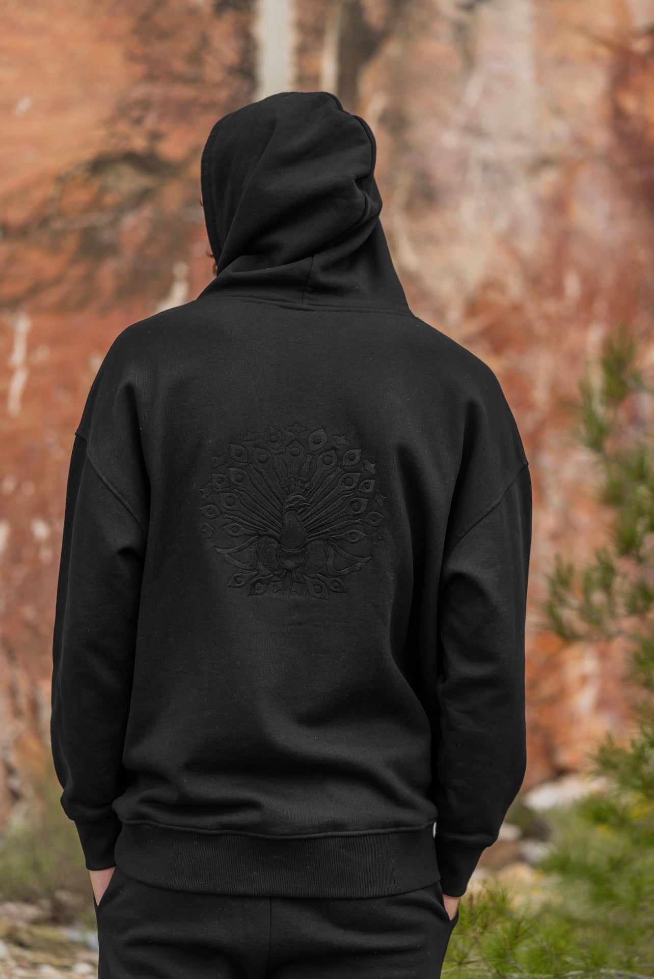 Organic Cotton Embroidered Hoodie Black