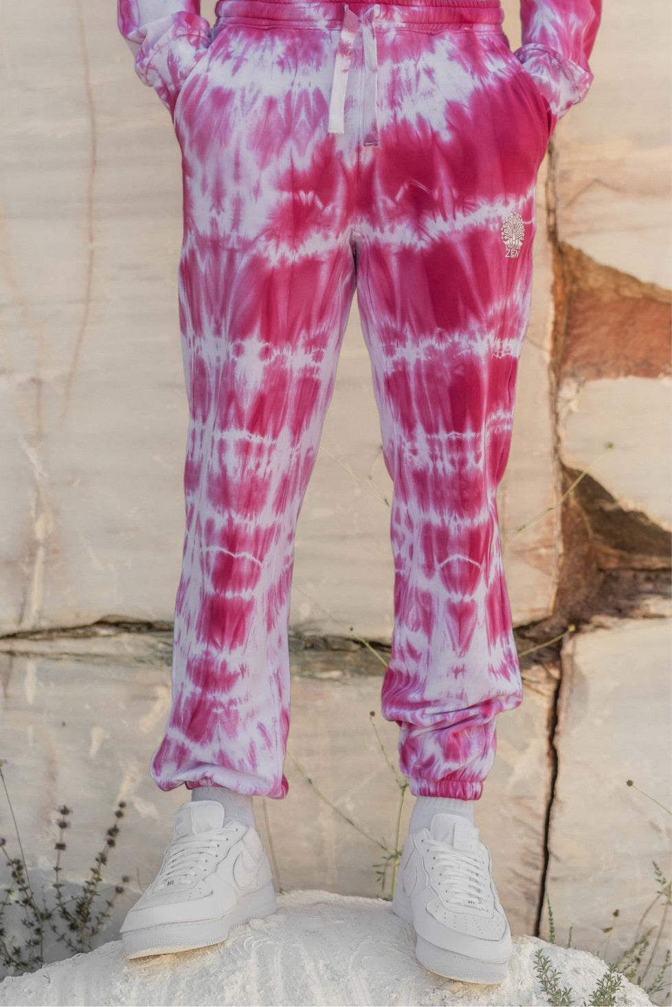 Tie-Dye Cotton Pants Pink