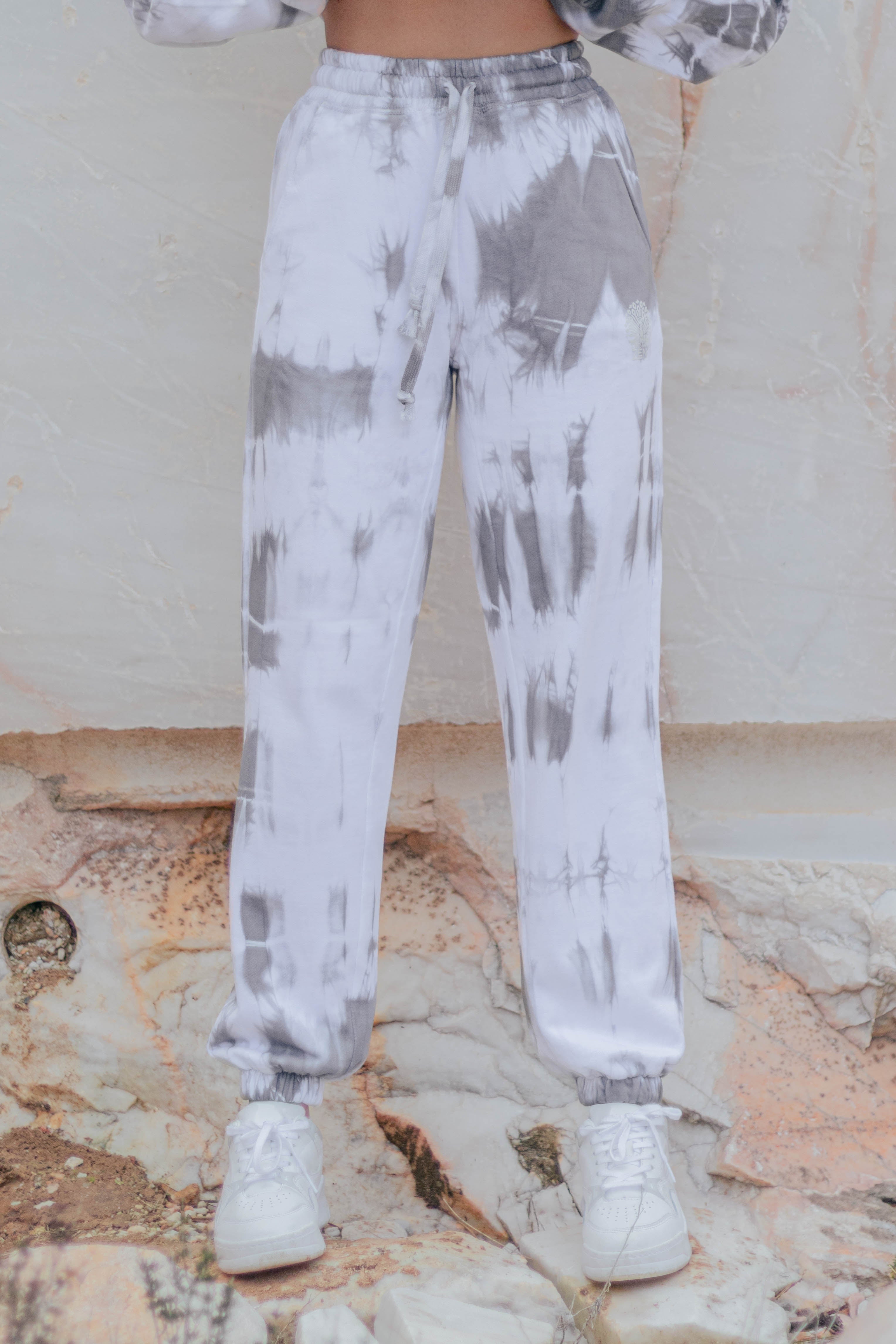 Tie-Dye Cotton Pants Grey
